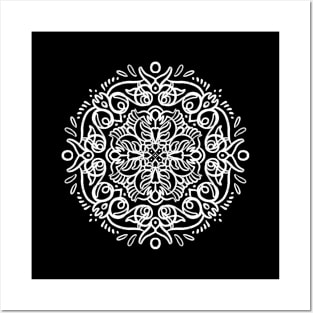 Looping Black and White Mandala Posters and Art